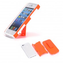 Walleva Orange Shock Resistant+Holster+Stand Case For iPhone 5/5S With Belt Clip